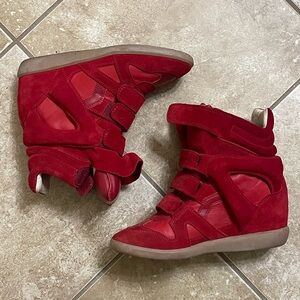 Red isabel marant bekett wedges sneakers
